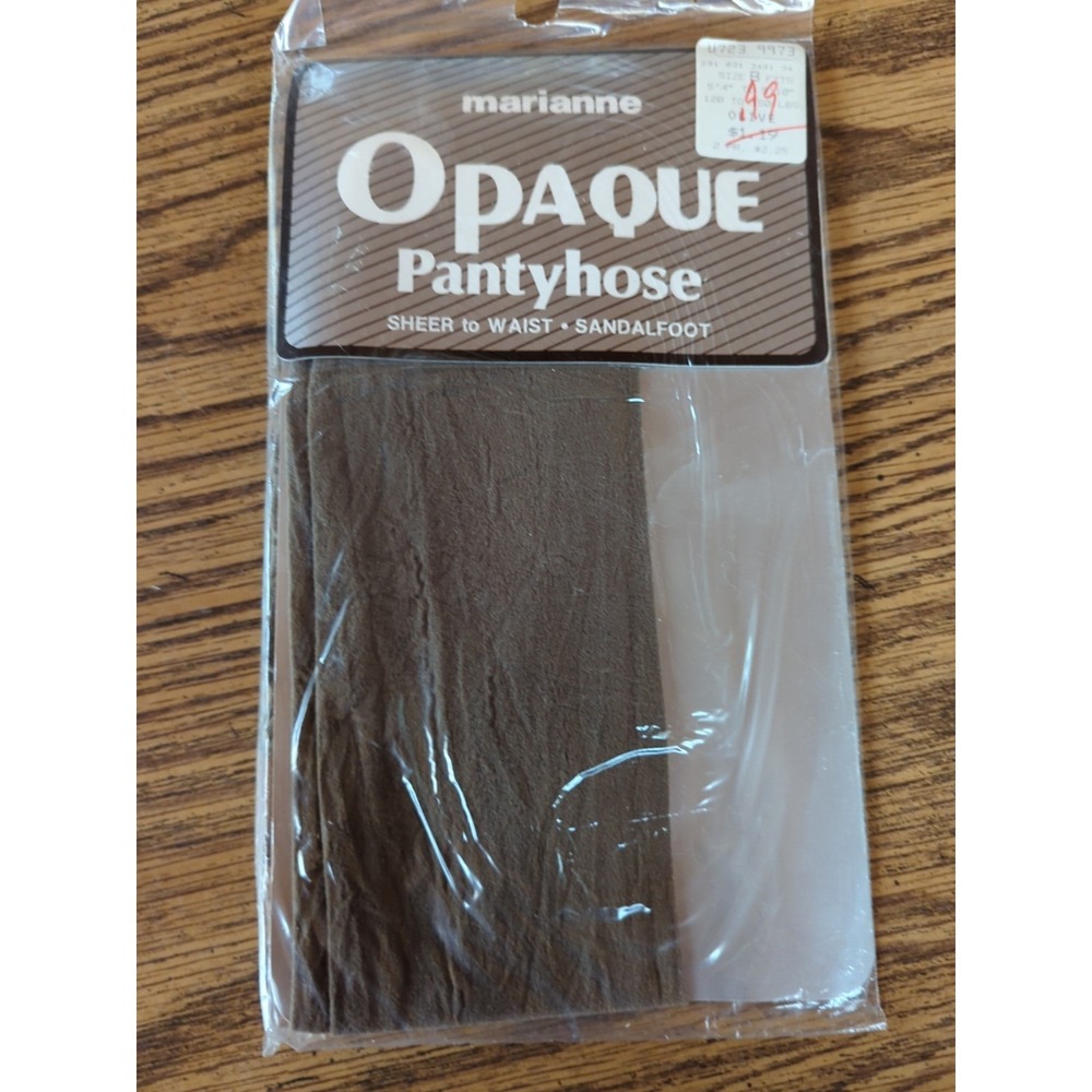 New Vintage Marianne Opaque Pantyhose Size B Olive Sheer To Waist SandalFoot‎